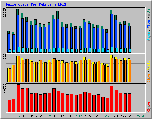 Daily usage for February 2013